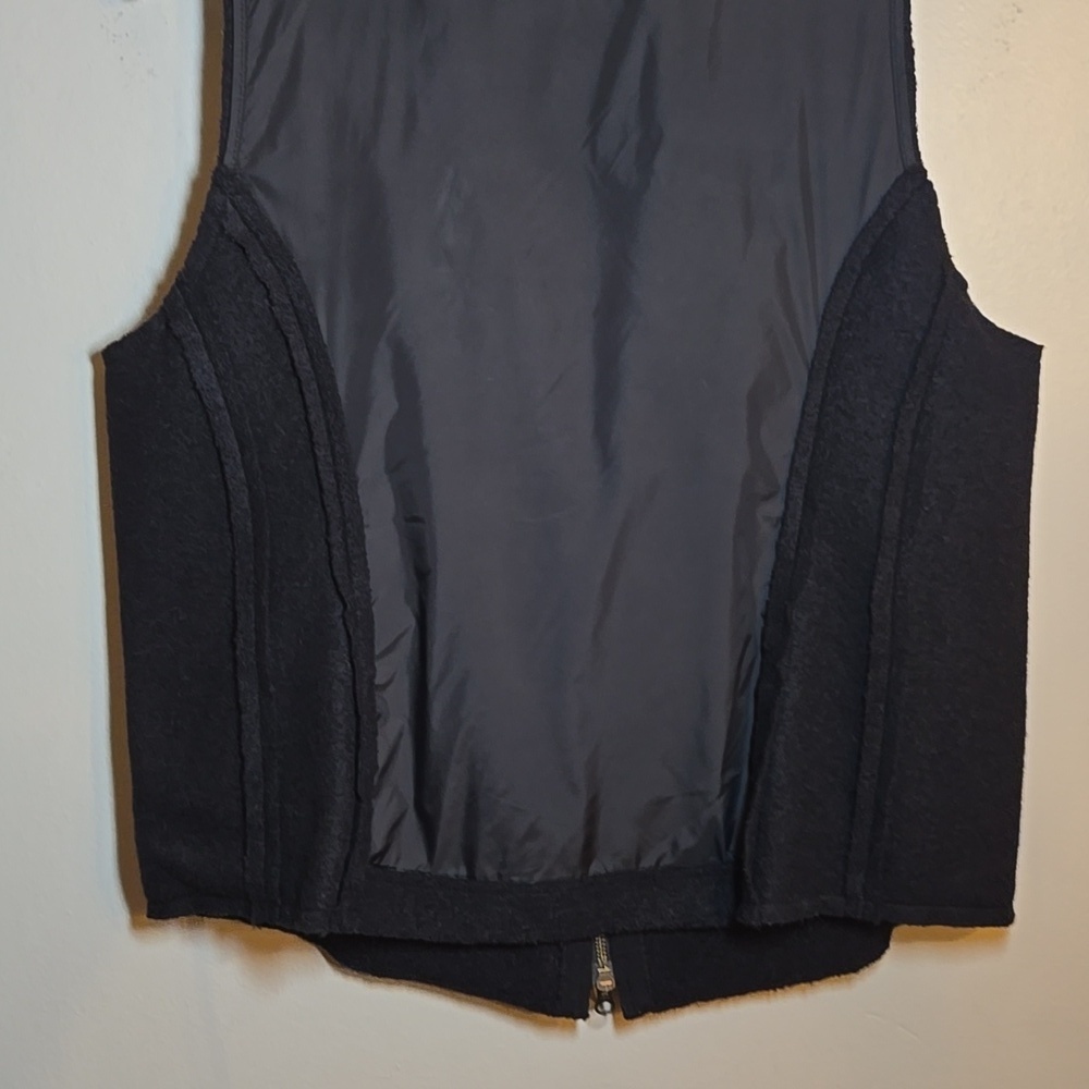 Eileen Fisher Boiled Wool Parka Trim Stand-Collar Black Vest Jacket Large - Picture 7 of 10